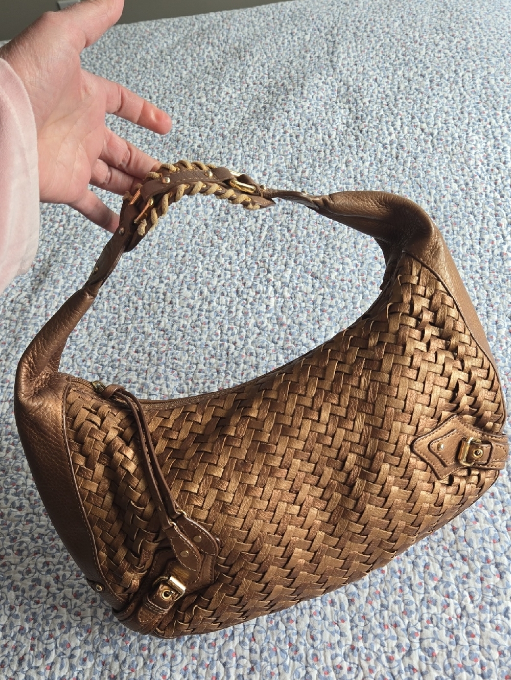 COLE HAAN ▪︎ Vintage Woven Leather Hobo Bag - Bronze Brown